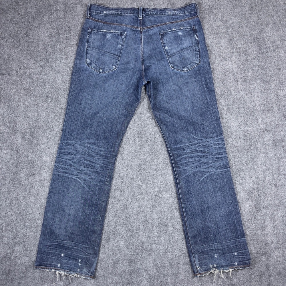Banana Republic Jeans Mens 34x32 Blue Distressed Straight Leg Denim